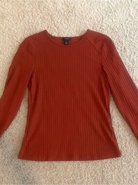 Rustic Red Long Sleeve Halogen Fall Slim Fit Top Woman’s Small